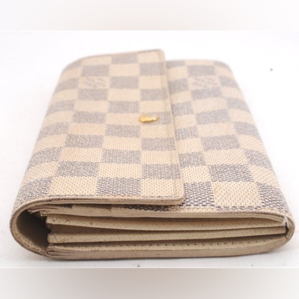 Auth Louis Vuitton Damier Azur Portef euille Sarah Long Wallet